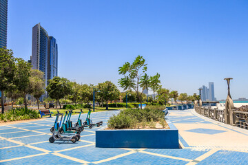 View of Cornish Embankment in Abu Dhabi, UAE