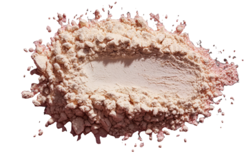 Light peach powder spills out, centered