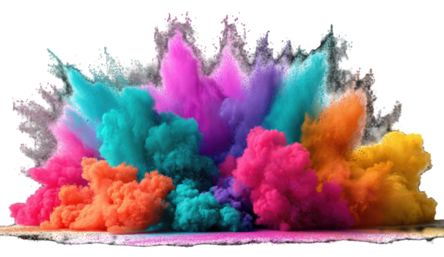 Colorful powder explosion against black background (1)