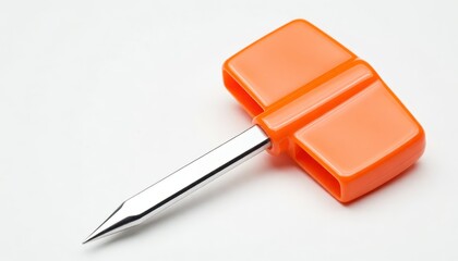 Using a steel peg tool for garden maintenance home image close-up neutral background practical gardening concept