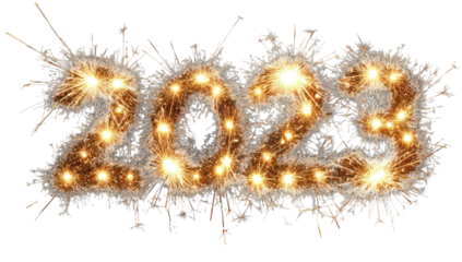 Sparkling fireworks display forming the year 2023