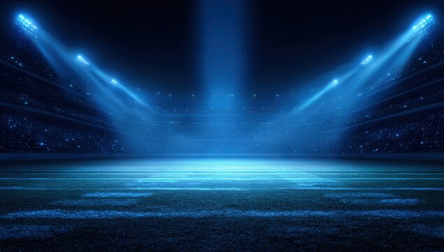 Empty stadium lit by spotlights - Powered by Adobe