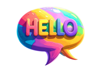 Floating 3D Hello Word Bubble Isolated on Transparent Background PNG