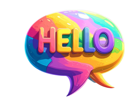 Floating 3D Hello Word Bubble Isolated on Transparent Background PNG