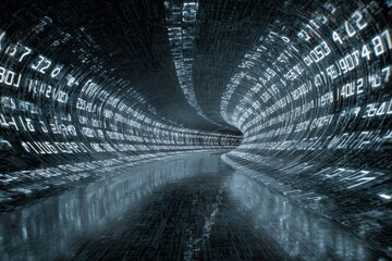 Digital tunnel of swirling numbers
