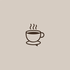 Coffee talk chat cup line art minimalist creative logo design.