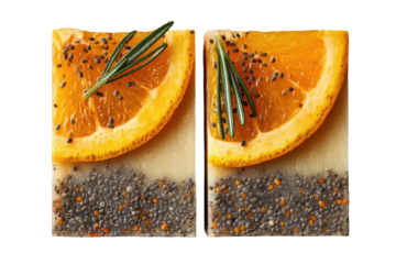 Two orange-scented handmade soaps