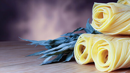 Celebrate World Pasta Day With Fresh Fettuccine and Aromatic Herbs on a Rustic Table!