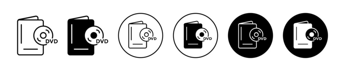 DVD Icon Set in Various Styles Isolated on White Background
