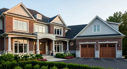 Luxury Suburban Home with Attached Garage.