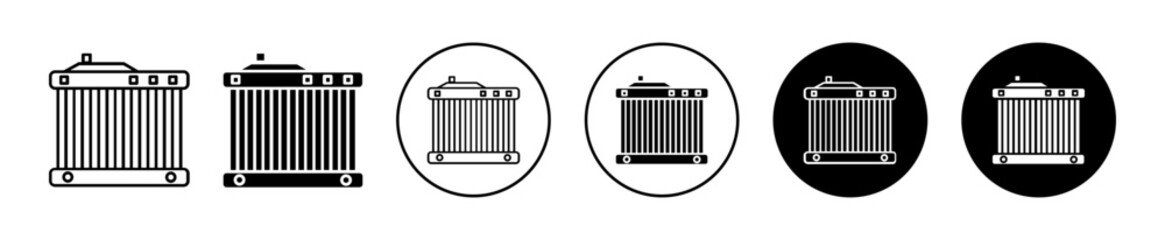 Radiator Icon Set in Various Styles Isolated on White Background