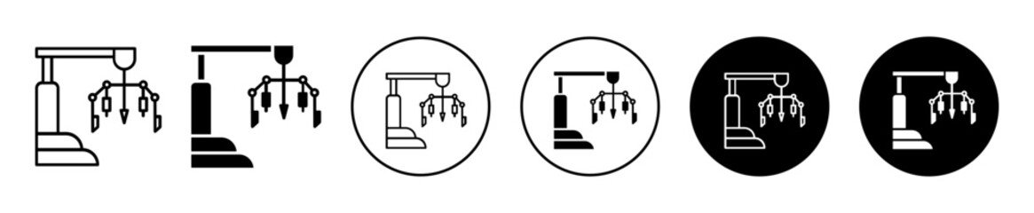 Chandelier Icon Set in Various Styles Isolated on White Background