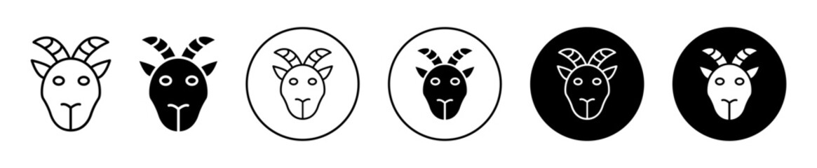 Goat Head Icon Variations Isolated on White Background