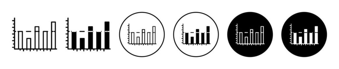 Bar Chart Icons in Various Styles Isolated on White Background