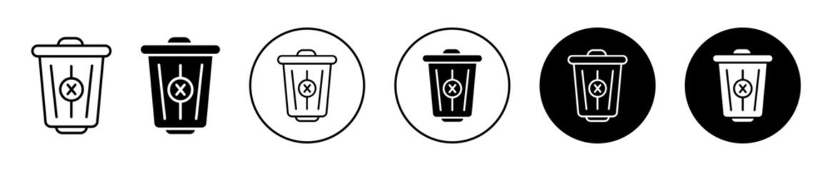 Trash Can Icon Variations Isolated on White Background
