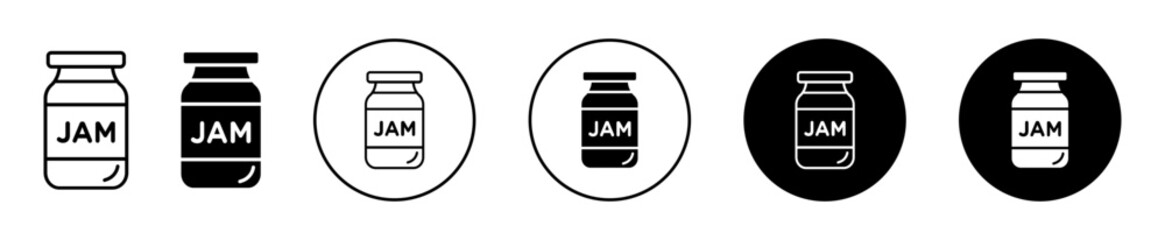 Jam Jar Icons in Various Styles Isolated on White Background