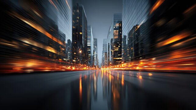 Vibrant Urban Landscape of Innovative Business Hub Skyscrapers, Bustling Streets, and Strategic Growth Themes.