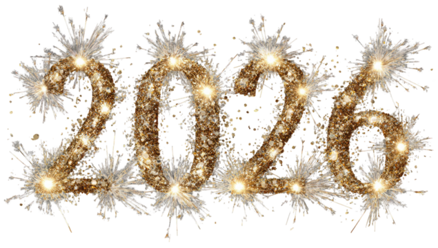 Fireworks-style New Year's numerals 2023