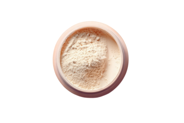Light beige powder in round container