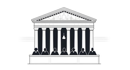 Supreme Court Building Illustration Justice and Law