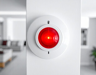 White alarm device with bright red flashing light red light safety