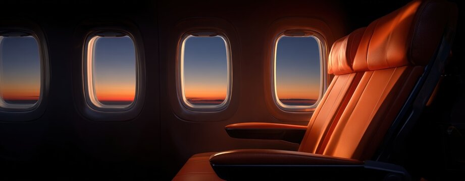 Airplane window seat at sunrise (1) - Powered by Adobe