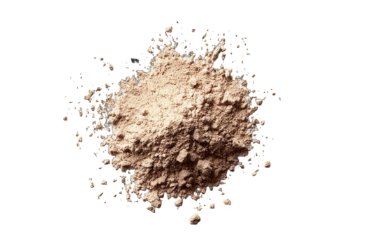Light brown powder, scattered, centered
