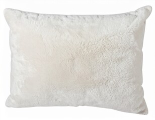 Obraz premium Rectangular White Furry Pillow Isolated on a White Background in Studio Shot