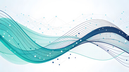 Flowing Teal and Blue Waves with Network Connections