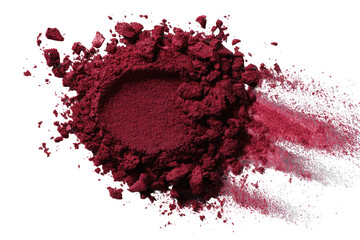 Deep crimson powder, streaked with a lighter shade,  splashes