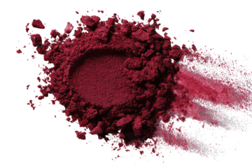 Deep crimson powder, streaked with a lighter shade,  splashes