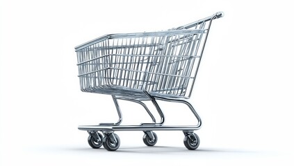 Empty shopping cart on white background