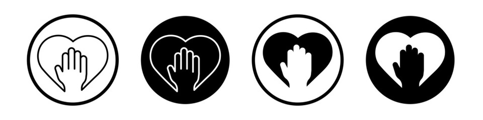 Voluntary service icon collection in black and white filled and outlined style for web.