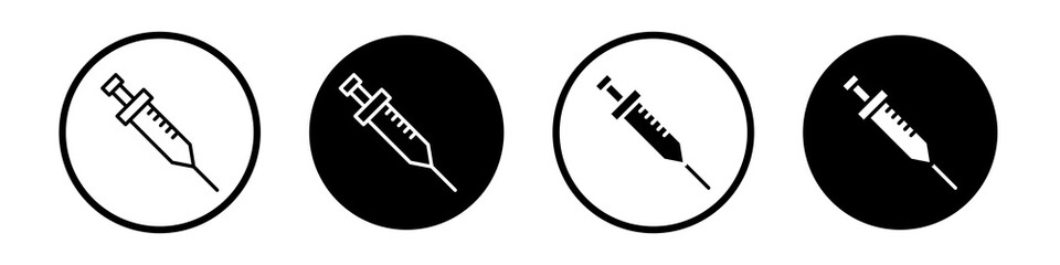 Vaccination icon collection in black and white filled and outlined style for web.