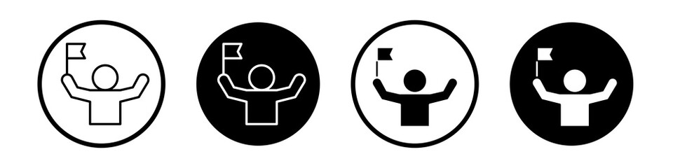 Tour guide icon collection in black and white filled and outlined style for web.