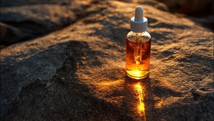 Sunset rocks amber oil bottle dropper skincare