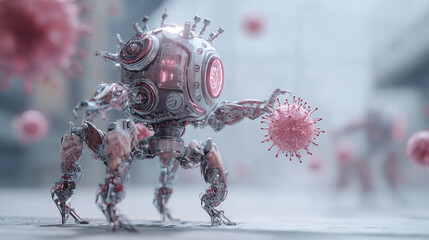 Robotic combat against virus microscopic battle futuristic technology
