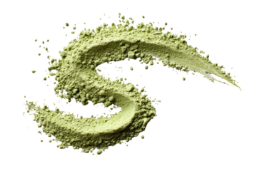 Light green powder swirls in an S shape