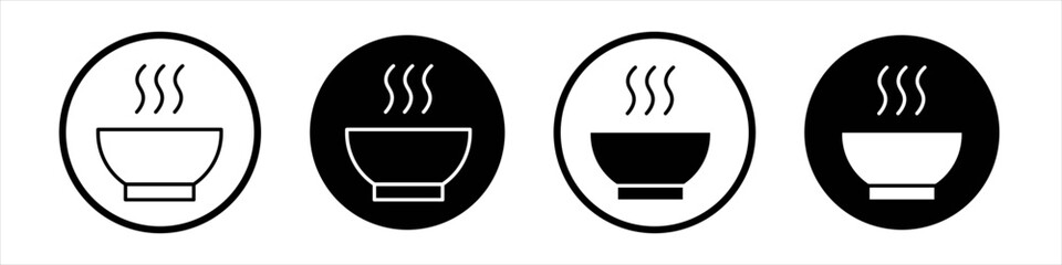 Soup icon collection in black and white filled and outlined style for web.
