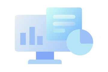 Fototapeta premium Computer screen displaying a bar chart and a pie chart, representing data analysis and business intelligence
