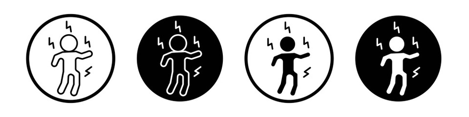 Shocked human icon collection in black and white filled and outlined style for web.