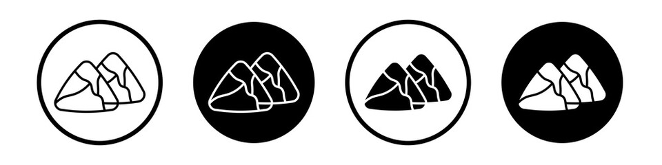 Samosa icon collection in black and white filled and outlined style for web.