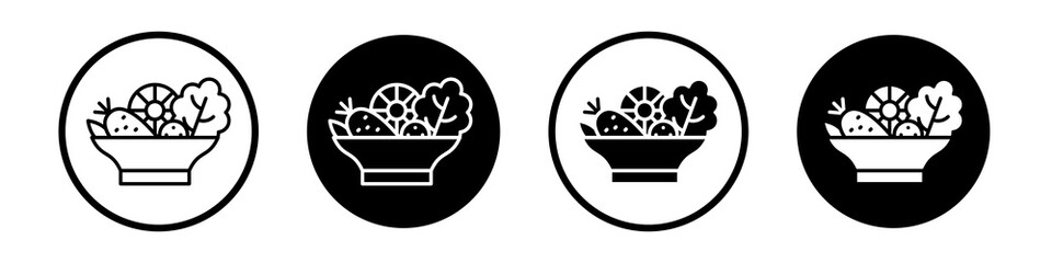 Salad icon collection in black and white filled and outlined style for web.