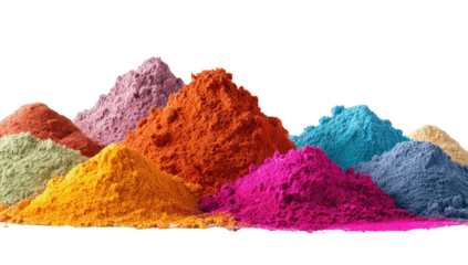 Colorful powder piles in various hues