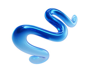 Naklejka premium A shiny blue metallic fluid wave isolated on transparent background, a mesmerizing and dynamic element for modern design and creative projects