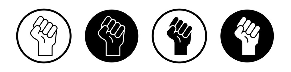 Rebellion icon collection in black and white filled and outlined style for web.