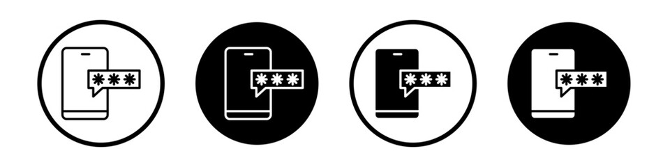 OTP icon collection in black and white filled and outlined style for web.