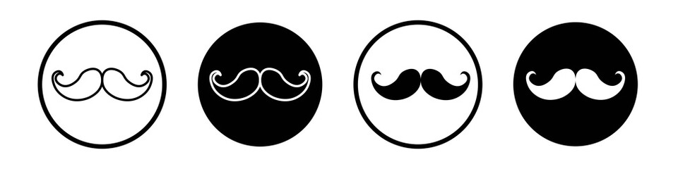 Moustache icon collection in black and white filled and outlined style for web.