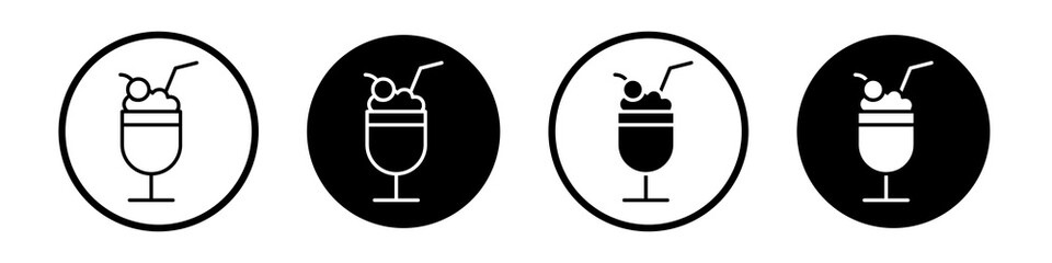 Milkshake icon collection in black and white filled and outlined style for web.