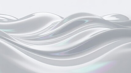 Obraz premium abstract fluid waves in soft white tones with iridescent highlights for modern design and digital art projects - AI Generated Digital Art